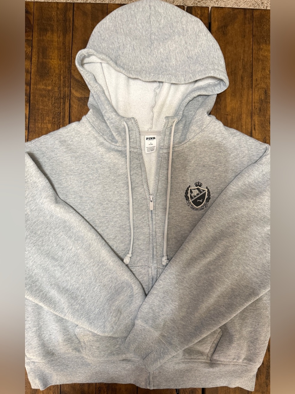 PINK Victoria's Secret Light Gray Full-Zip Hoodie